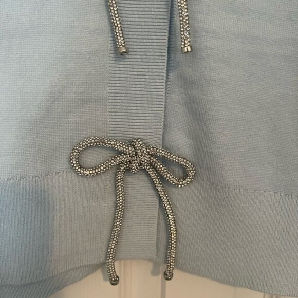 NWT Express v-neck embellished bow cardigan, chill blue, size xl - Picture 5 of 8